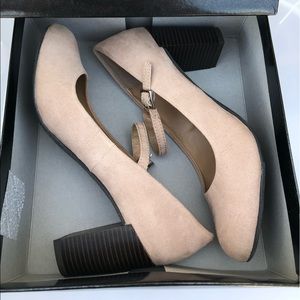 Taupe Mary Jane style heels